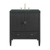 Myrrin 30" Single Vanity, Carbon Oak w/ 3 CM Charcoal Soapstone Silestone Top