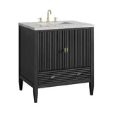 Myrrin 30" Single Vanity, Carbon Oak w/ 3 CM Eternal Jasmine Pearl Silestone Top