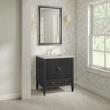 Myrrin 30" Single Vanity, Carbon Oak w/ 3 CM Eternal Jasmine Pearl Silestone Top