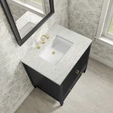 Myrrin 30" Single Vanity, Carbon Oak w/ 3 CM Eternal Jasmine Pearl Silestone Top