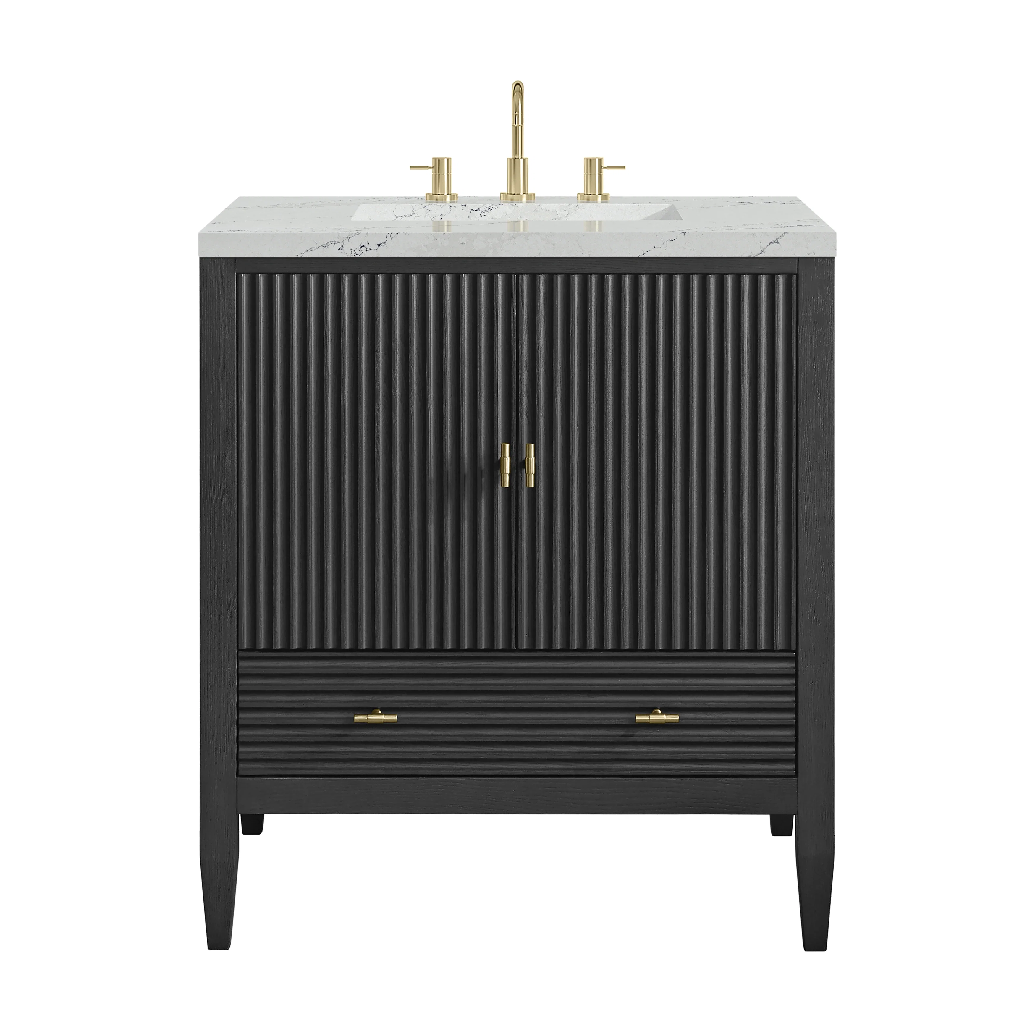 Myrrin 30" Single Vanity, Carbon Oak w/ 3 CM Ethereal Noctis Silestone Top