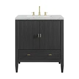 Myrrin 30" Single Vanity, Carbon Oak w/ 3 CM Ethereal Noctis Silestone Top