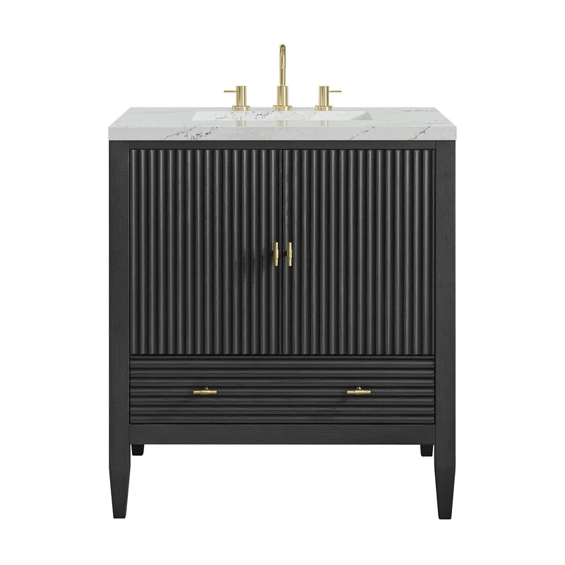 Myrrin 30" Single Vanity, Carbon Oak w/ 3 CM Ethereal Noctis Silestone Top