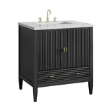 Myrrin 30" Single Vanity, Carbon Oak w/ 3 CM Ethereal Noctis Silestone Top