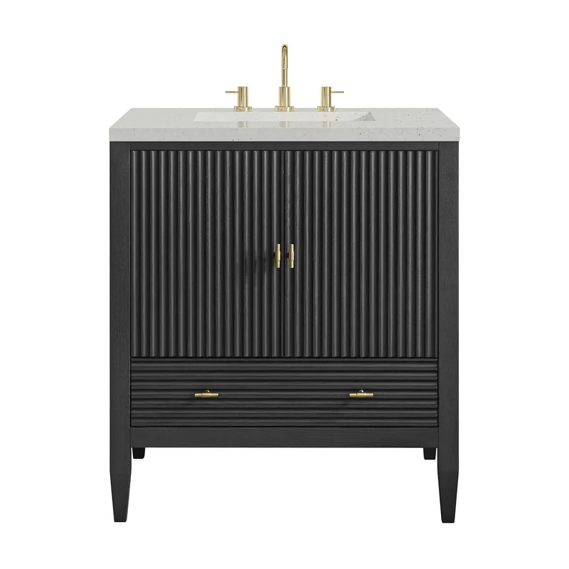Myrrin 30" Single Vanity, Carbon Oak w/ 3 CM Lime Delight Silestone Top