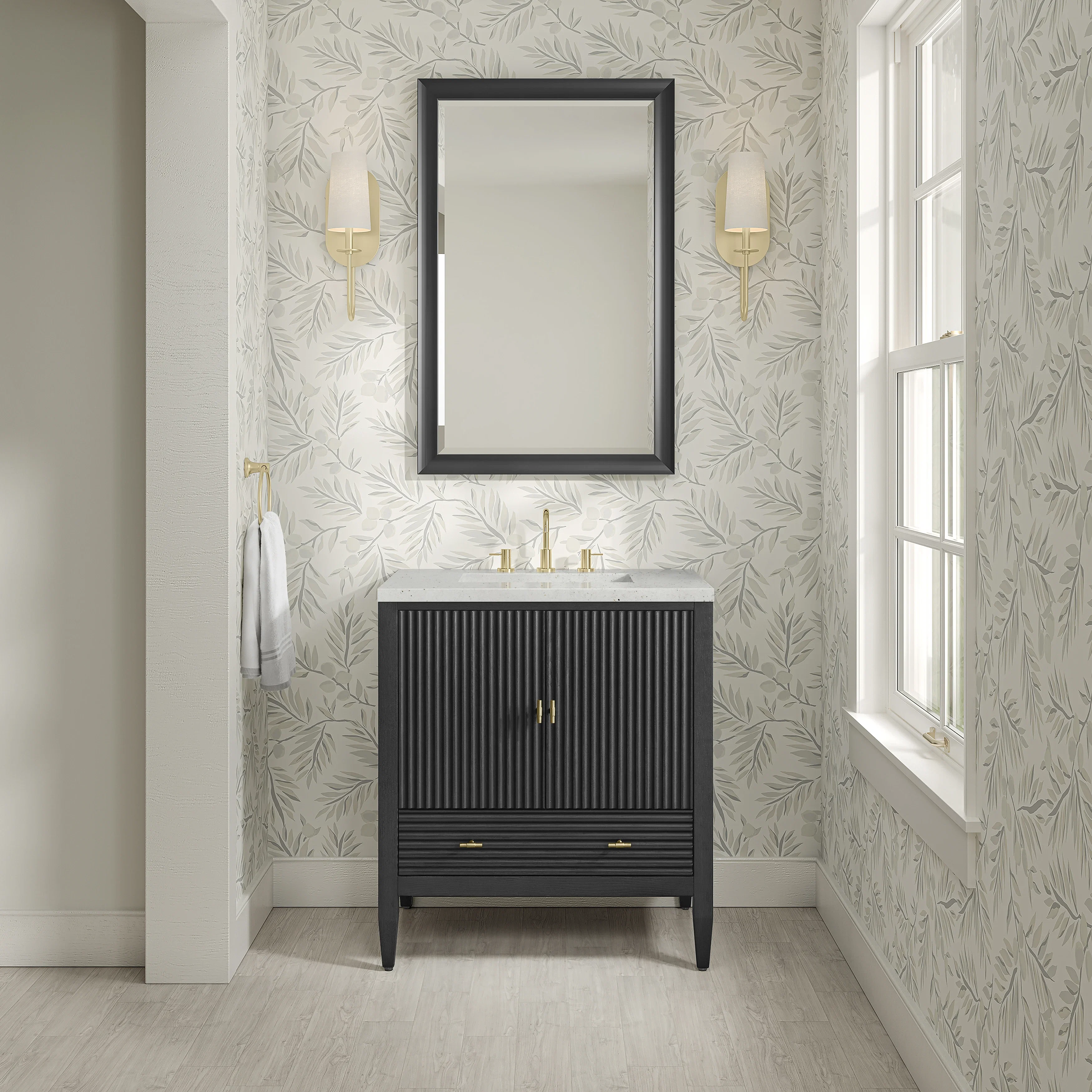 Myrrin 30" Single Vanity, Carbon Oak w/ 3 CM Lime Delight Silestone Top