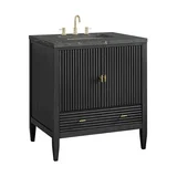 Myrrin 30" Single Vanity, Carbon Oak w/ 3 CM Parisien Bleu Silestone Top