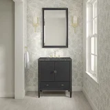 Myrrin 30" Single Vanity, Carbon Oak w/ 3 CM Parisien Bleu Silestone Top
