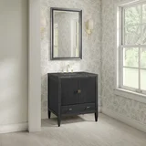 Myrrin 30" Single Vanity, Carbon Oak w/ 3 CM Parisien Bleu Silestone Top