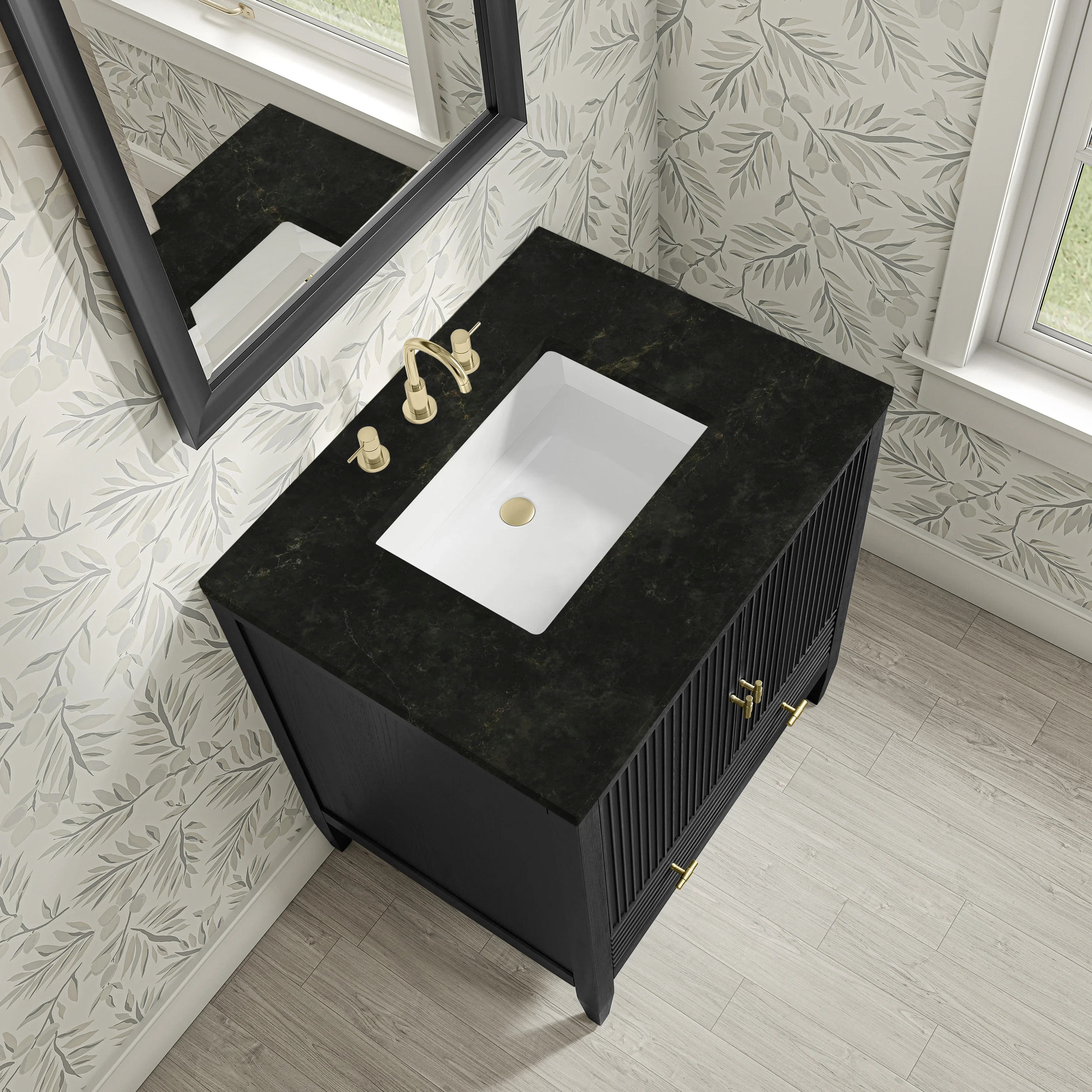 Myrrin 30" Single Vanity, Carbon Oak w/ 3 CM Phantome Eclos Top