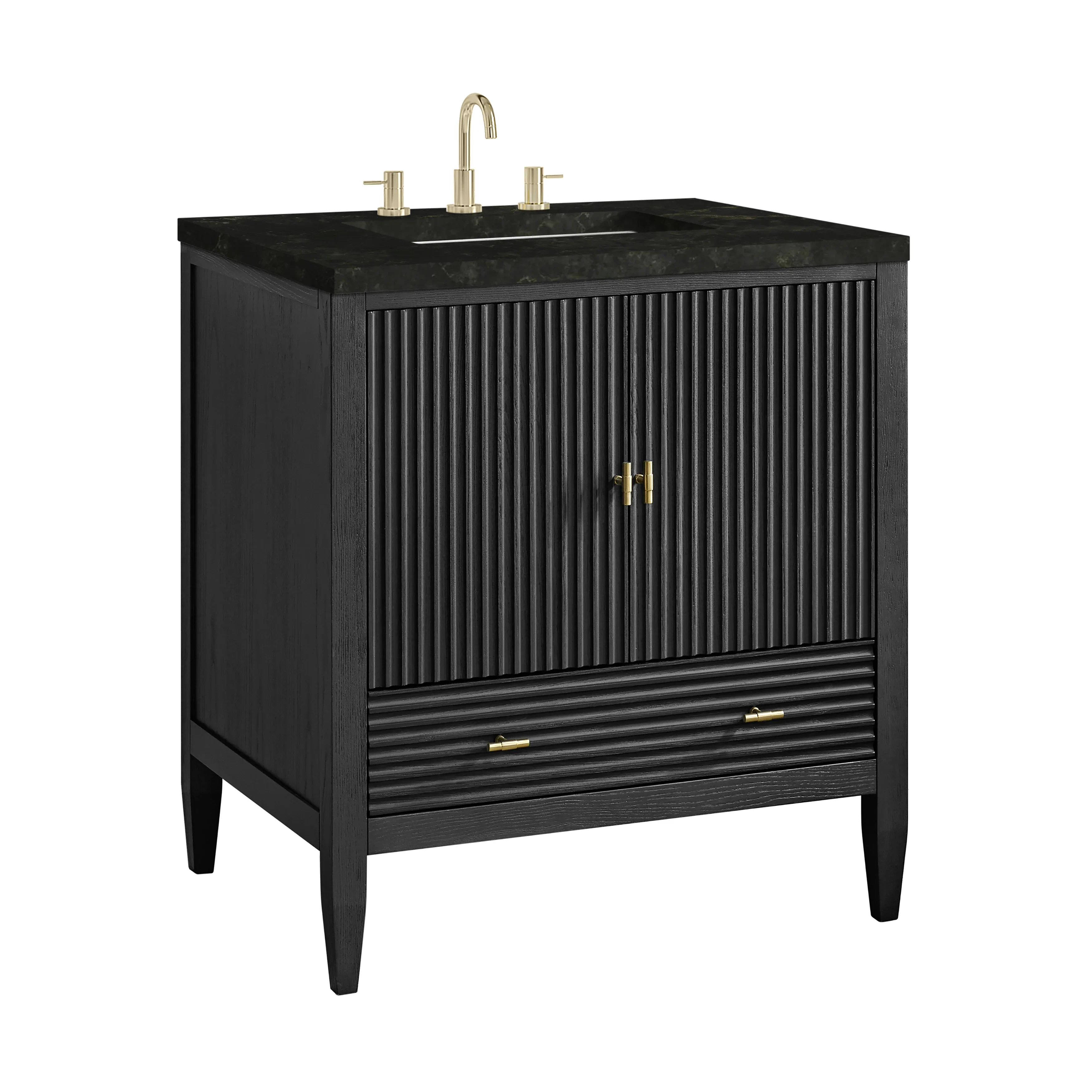 Myrrin 30" Single Vanity, Carbon Oak w/ 3 CM Phantome Eclos Top