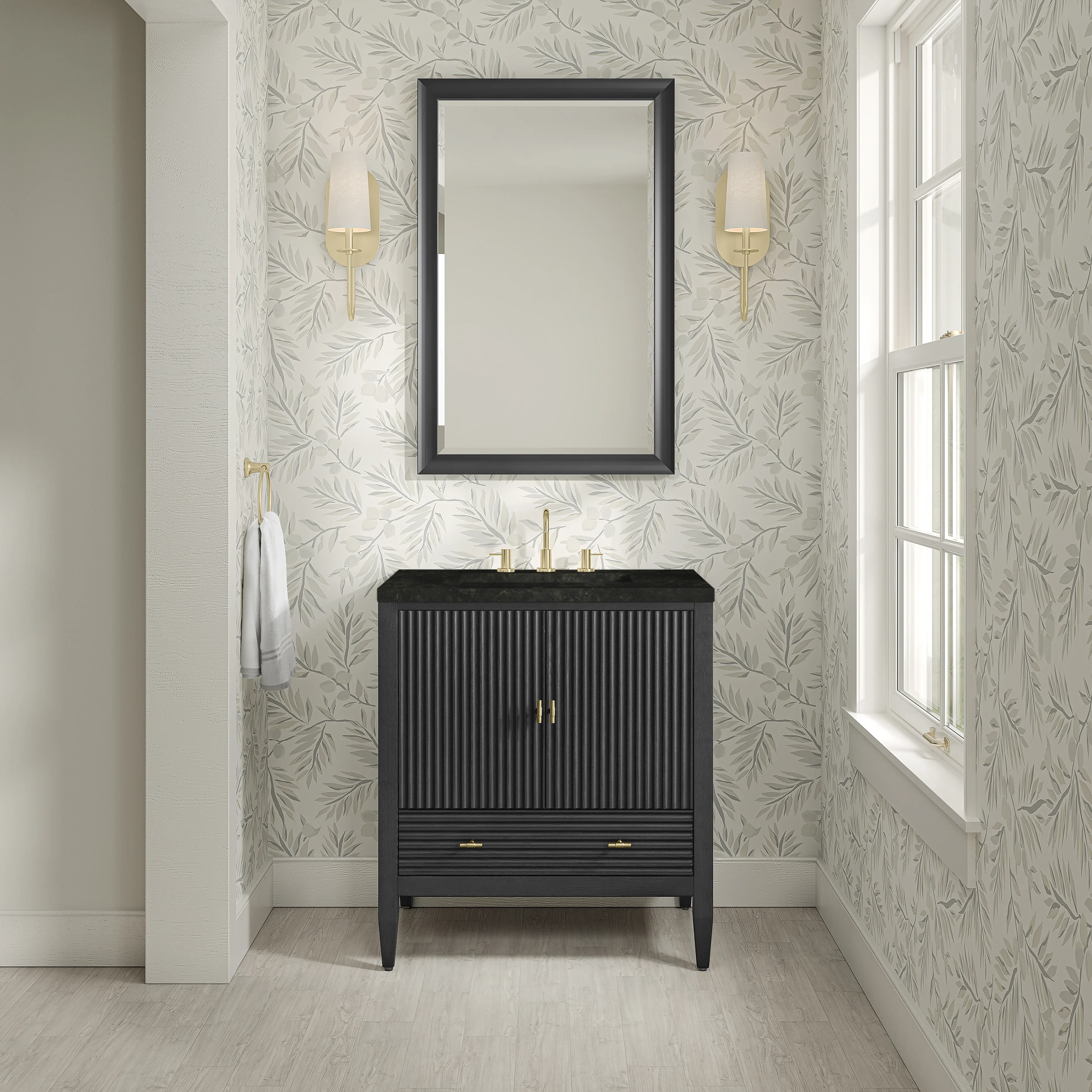 Myrrin 30" Single Vanity, Carbon Oak w/ 3 CM Phantome Eclos Top