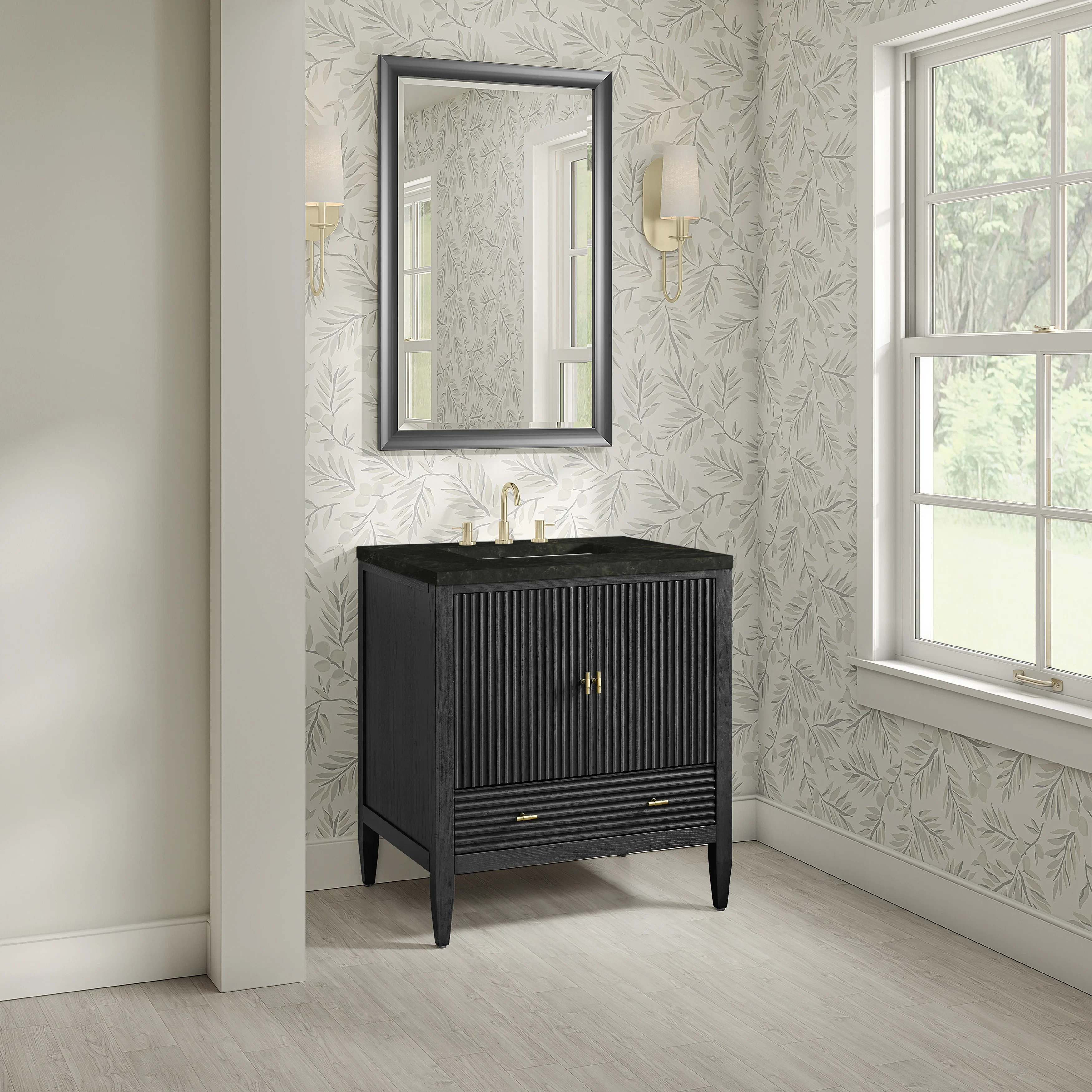 Myrrin 30" Single Vanity, Carbon Oak w/ 3 CM Phantome Eclos Top