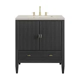 Myrrin 30" Single Vanity, Carbon Oak w/ 3 CM Siberian Silestone Top