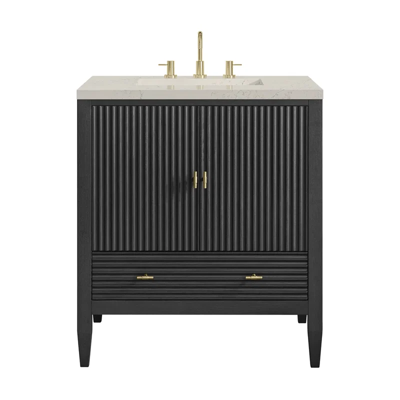 Myrrin 30" Single Vanity, Carbon Oak w/ 3 CM Siberian Silestone Top