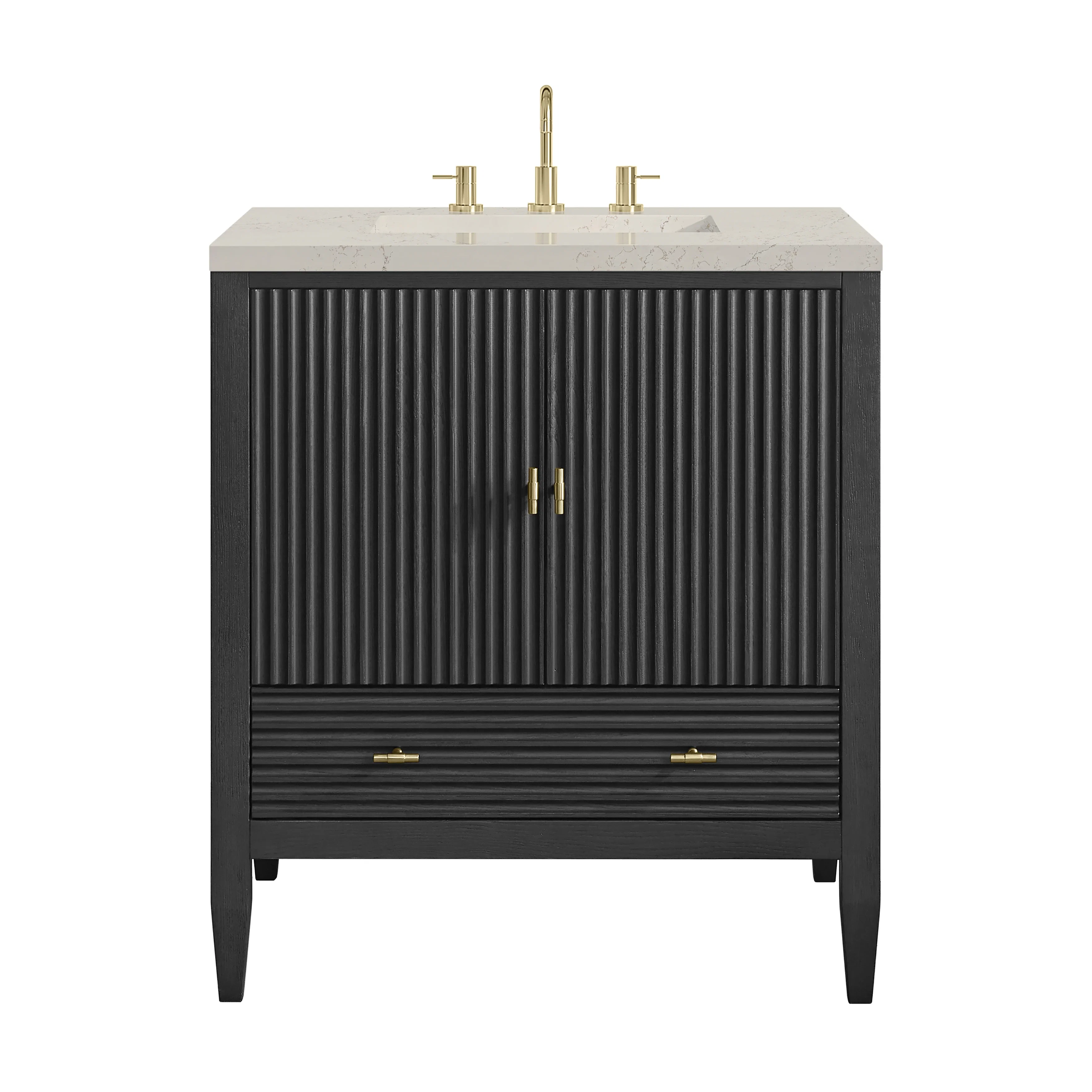 Myrrin 30" Single Vanity, Carbon Oak w/ 3 CM Siberian Silestone Top