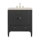 Myrrin 30" Single Vanity, Carbon Oak w/ 3 CM Siberian Silestone Top