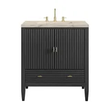 Myrrin 30" Single Vanity, Carbon Oak w/ 3 CM Tajnar Eclos Top