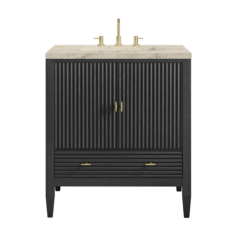 Myrrin 30" Single Vanity, Carbon Oak w/ 3 CM Tajnar Eclos Top