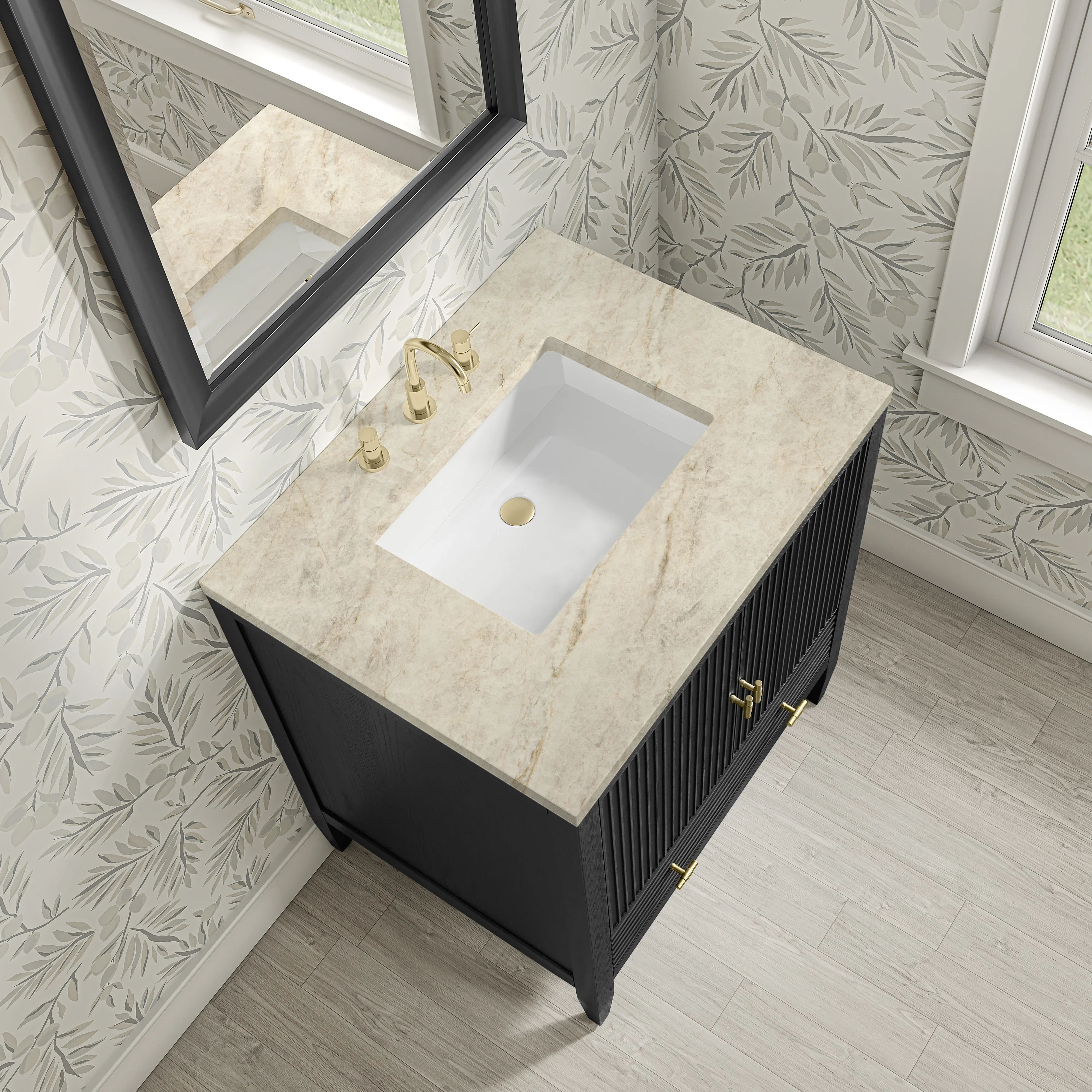 Myrrin 30" Single Vanity, Carbon Oak w/ 3 CM Tajnar Eclos Top