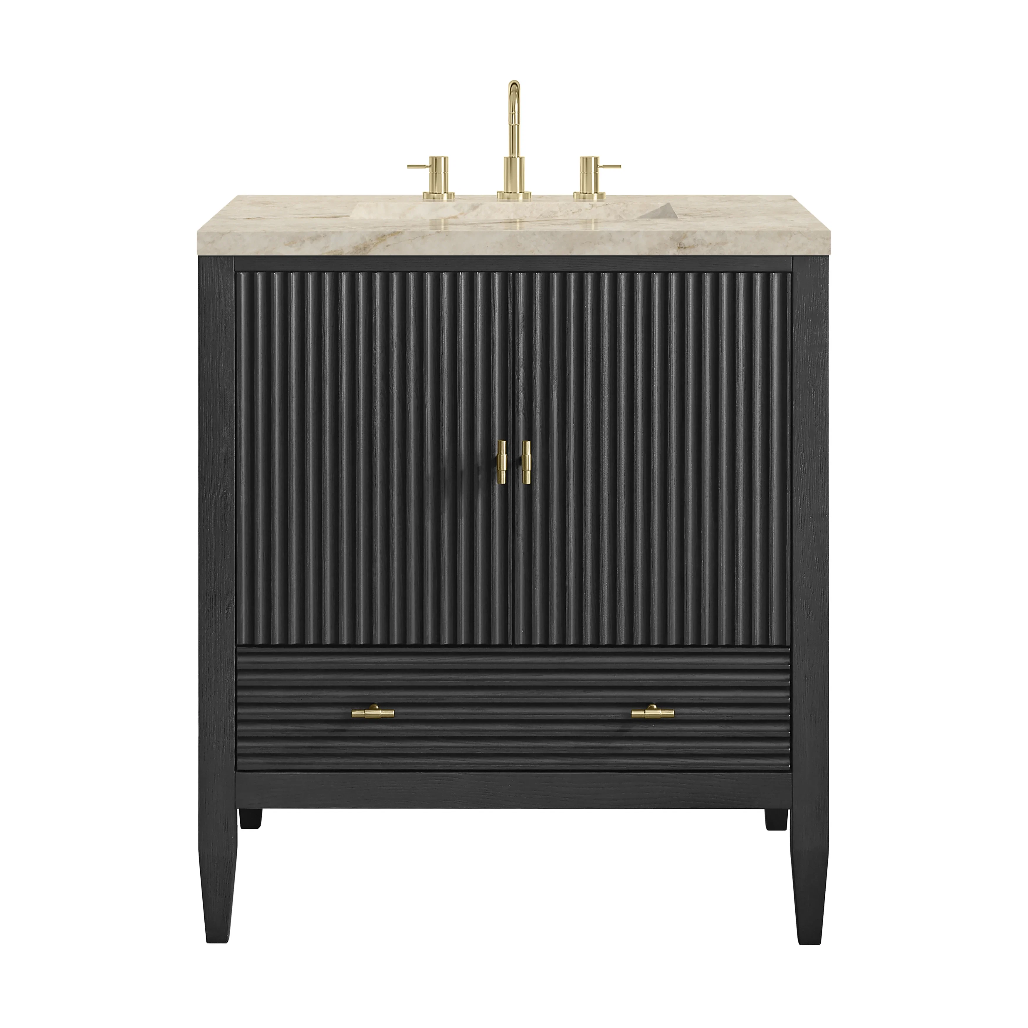 Myrrin 30" Single Vanity, Carbon Oak w/ 3 CM Tajnar Eclos Top