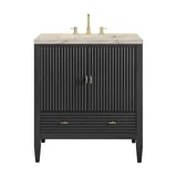 Myrrin 30" Single Vanity, Carbon Oak w/ 3 CM Tajnar Eclos Top