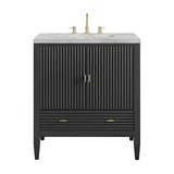 Myrrin 30" Single Vanity, Carbon Oak w/ 3 CM Victorian Silver Silestone Top