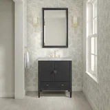 Myrrin 30" Single Vanity, Carbon Oak w/ 3 CM Victorian Silver Silestone Top