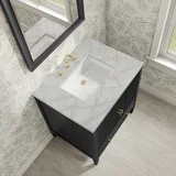 Myrrin 30" Single Vanity, Carbon Oak w/ 3 CM Victorian Silver Silestone Top