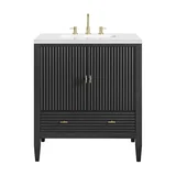 Myrrin 30" Single Vanity, Carbon Oak w/ 3 CM White Zeus Silestone Top