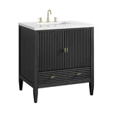 Myrrin 30" Single Vanity, Carbon Oak w/ 3 CM White Zeus Silestone Top