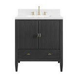 Myrrin 30" Single Vanity, Carbon Oak w/ 3 CM White Zeus Silestone Top