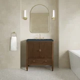 Myrrin 30" Single Vanity, Mid-Century Walnut w/ 3 CM Charcoal Soapstone Silestone Top