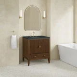 Myrrin 30" Single Vanity, Mid-Century Walnut w/ 3 CM Charcoal Soapstone Silestone Top