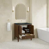 Myrrin 30" Single Vanity, Mid-Century Walnut w/ 3 CM Charcoal Soapstone Silestone Top