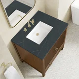 Myrrin 30" Single Vanity, Mid-Century Walnut w/ 3 CM Charcoal Soapstone Silestone Top