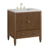 Myrrin 30" Single Vanity, Mid-Century Walnut w/ 3 CM Ethereal Noctis Silestone Top