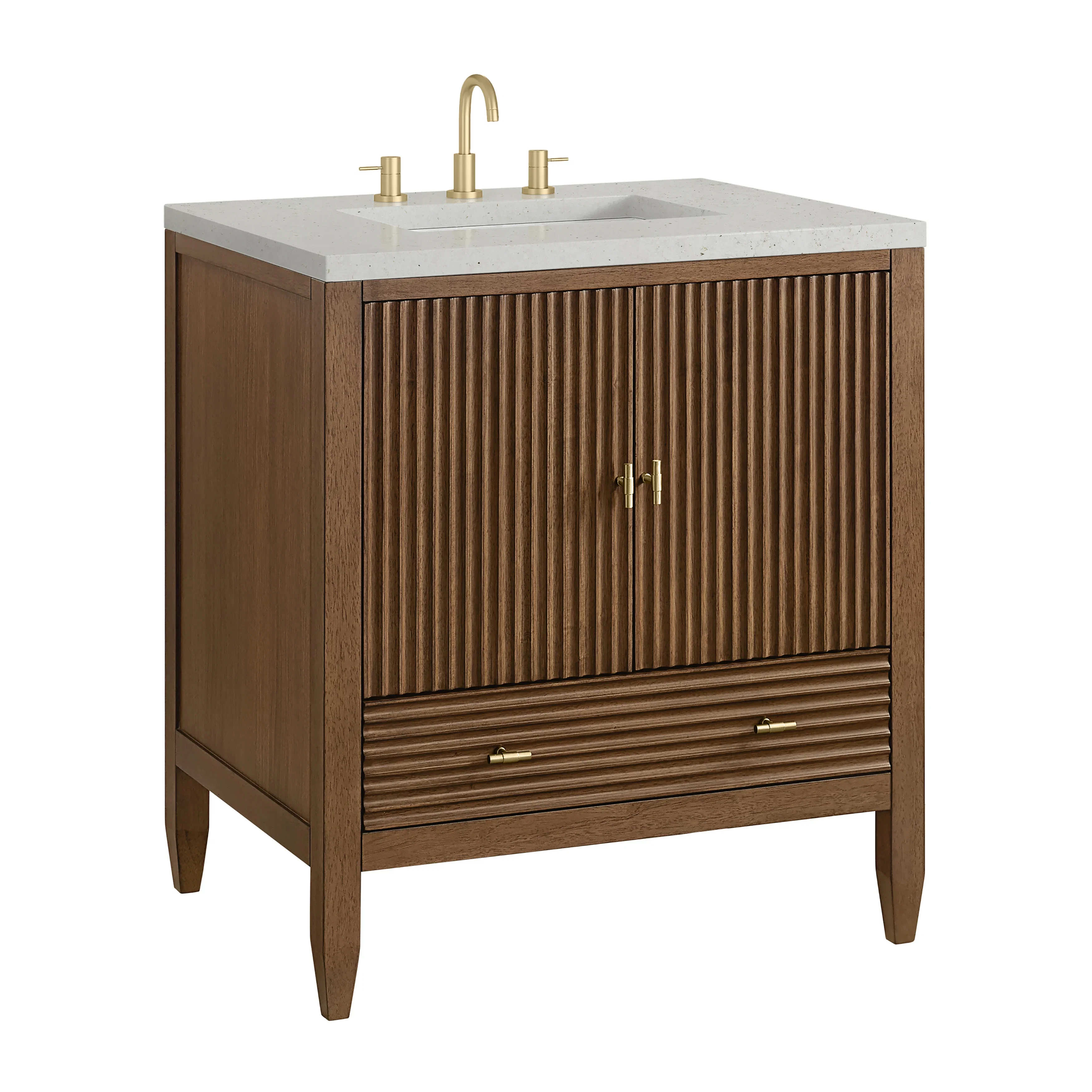 Myrrin 30" Single Vanity, Mid-Century Walnut w/ 3 CM Lime Delight Silestone Top