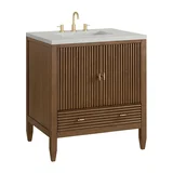 Myrrin 30" Single Vanity, Mid-Century Walnut w/ 3 CM Lime Delight Silestone Top