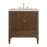 Myrrin 30" Single Vanity, Mid-Century Walnut w/ 3 CM Lime Delight Silestone Top