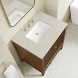 Myrrin 30" Single Vanity, Mid-Century Walnut w/ 3 CM Siberian Silestone Top