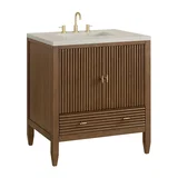 Myrrin 30" Single Vanity, Mid-Century Walnut w/ 3 CM Siberian Silestone Top