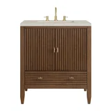 Myrrin 30" Single Vanity, Mid-Century Walnut w/ 3 CM Siberian Silestone Top