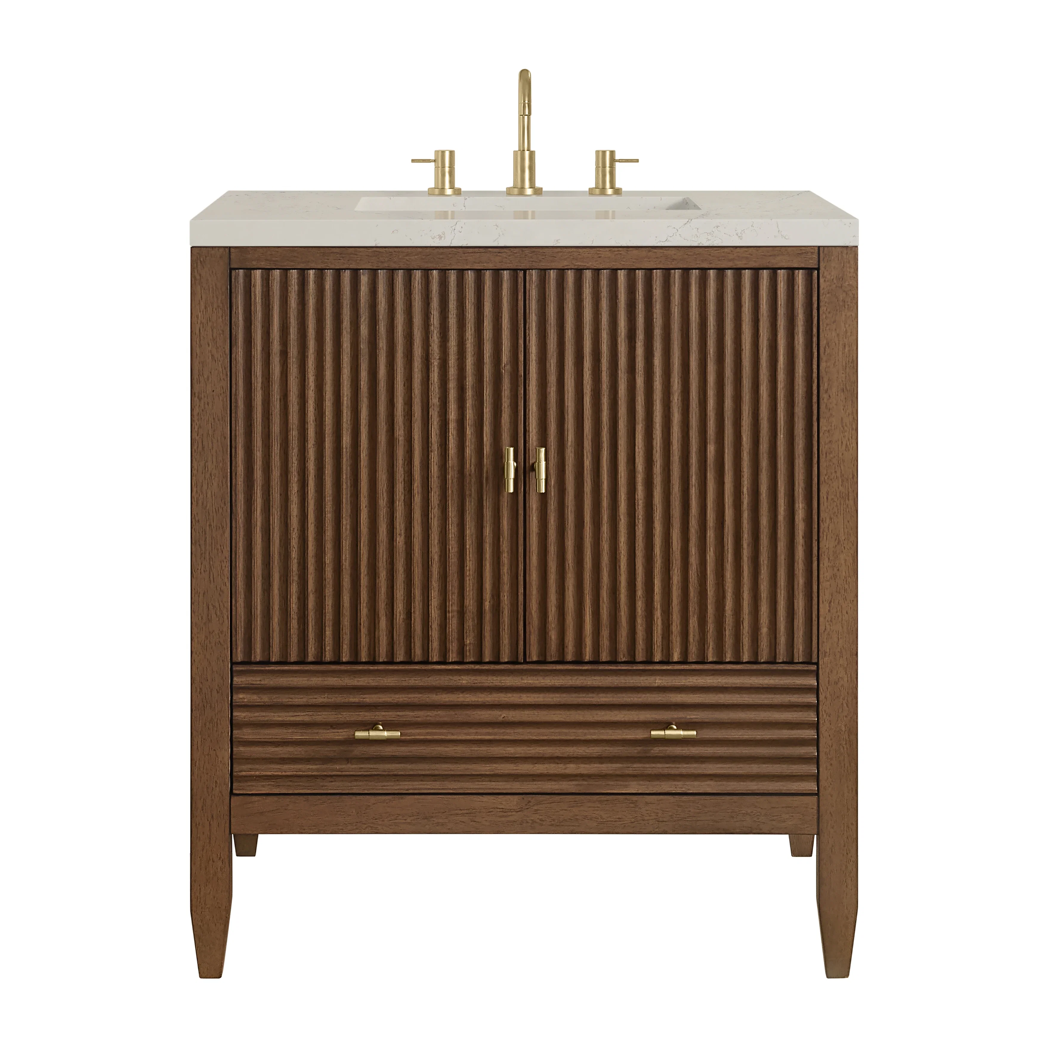 Myrrin 30" Single Vanity, Mid-Century Walnut w/ 3 CM Siberian Silestone Top