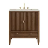 Myrrin 30" Single Vanity, Mid-Century Walnut w/ 3 CM Siberian Silestone Top