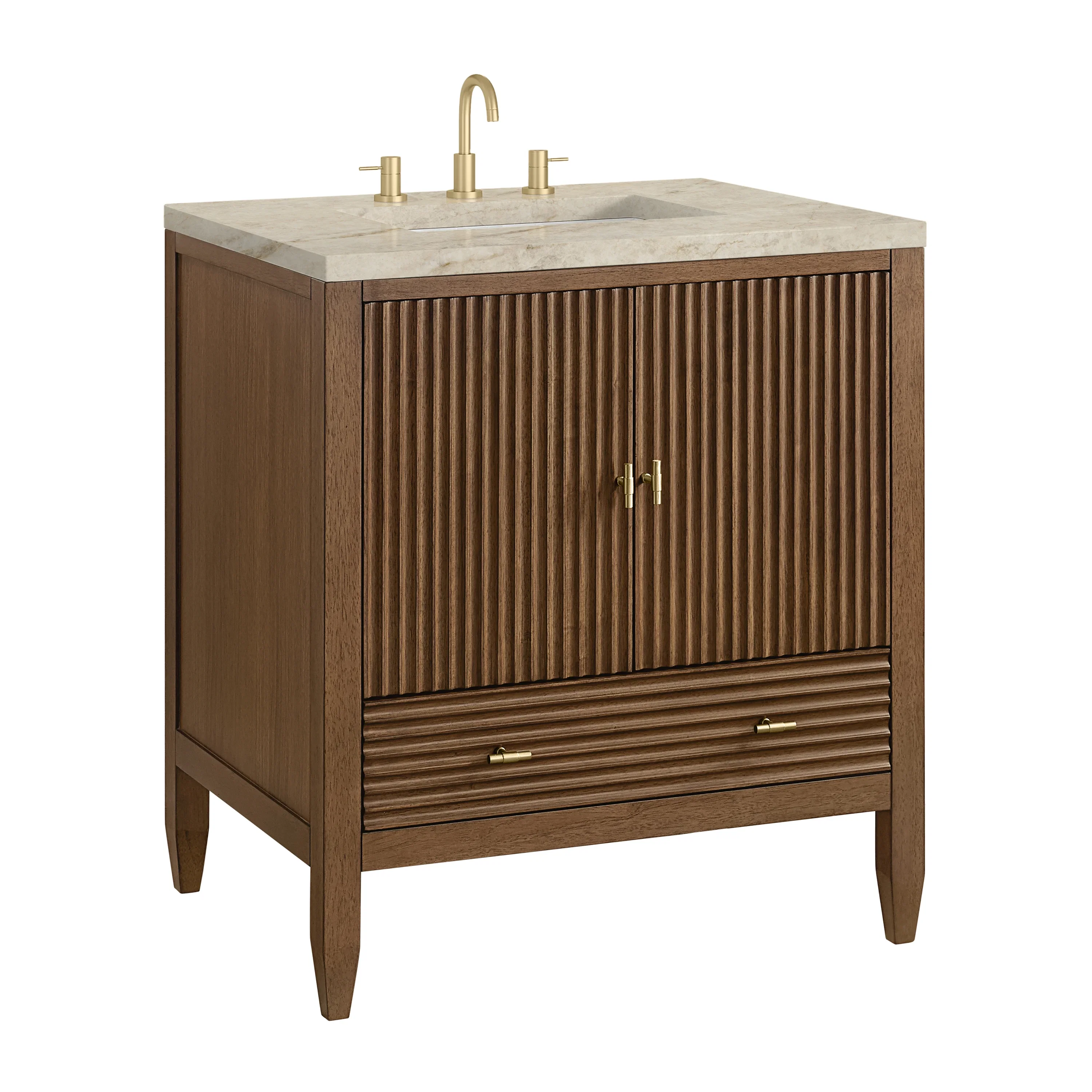 Myrrin 30" Single Vanity, Mid-Century Walnut w/ 3 CM Tajnar Eclos Top