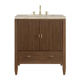 Myrrin 30" Single Vanity, Mid-Century Walnut w/ 3 CM Tajnar Eclos Top
