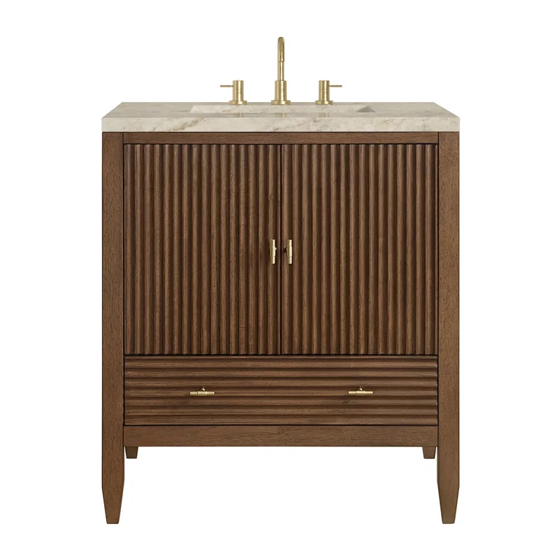 Myrrin 30" Single Vanity, Mid-Century Walnut w/ 3 CM Tajnar Eclos Top