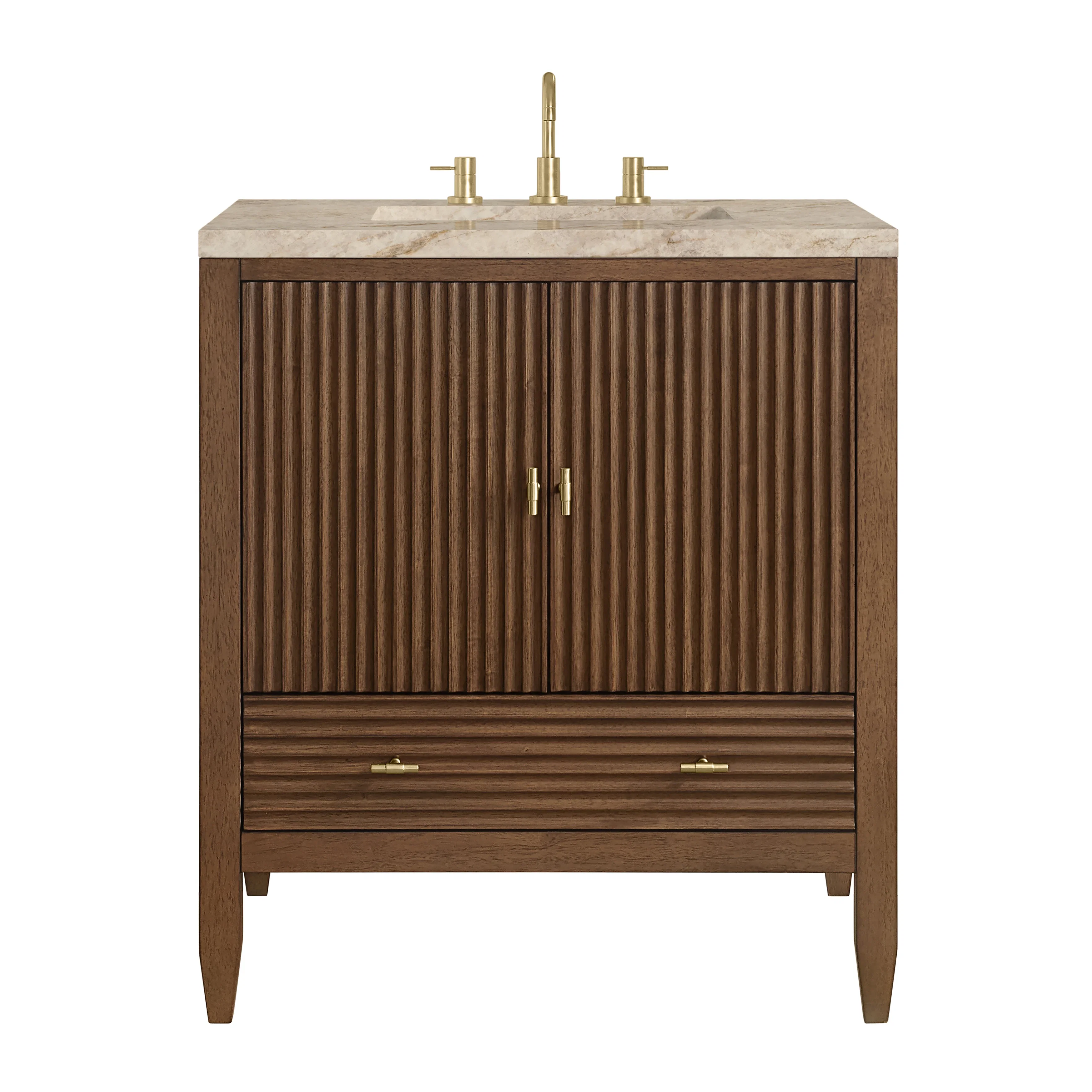 Myrrin 30" Single Vanity, Mid-Century Walnut w/ 3 CM Tajnar Eclos Top