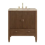 Myrrin 30" Single Vanity, Mid-Century Walnut w/ 3 CM Tajnar Eclos Top